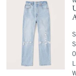Abercrombie Ultra high rise ankle straight jeans with rips in knees